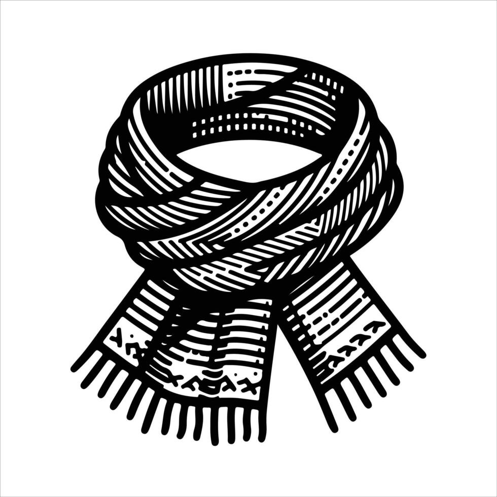 hand-drawn line illustration of scarf vector