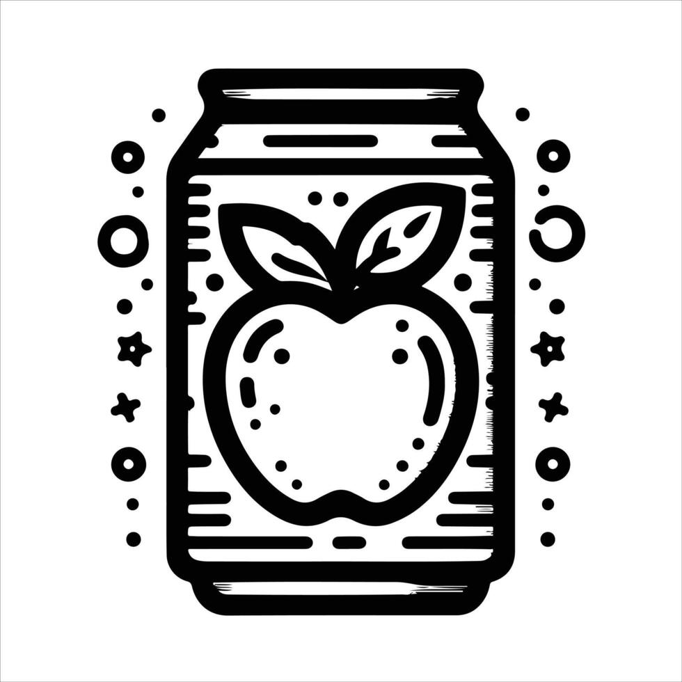 simple celan line art illustration of apple cider vector