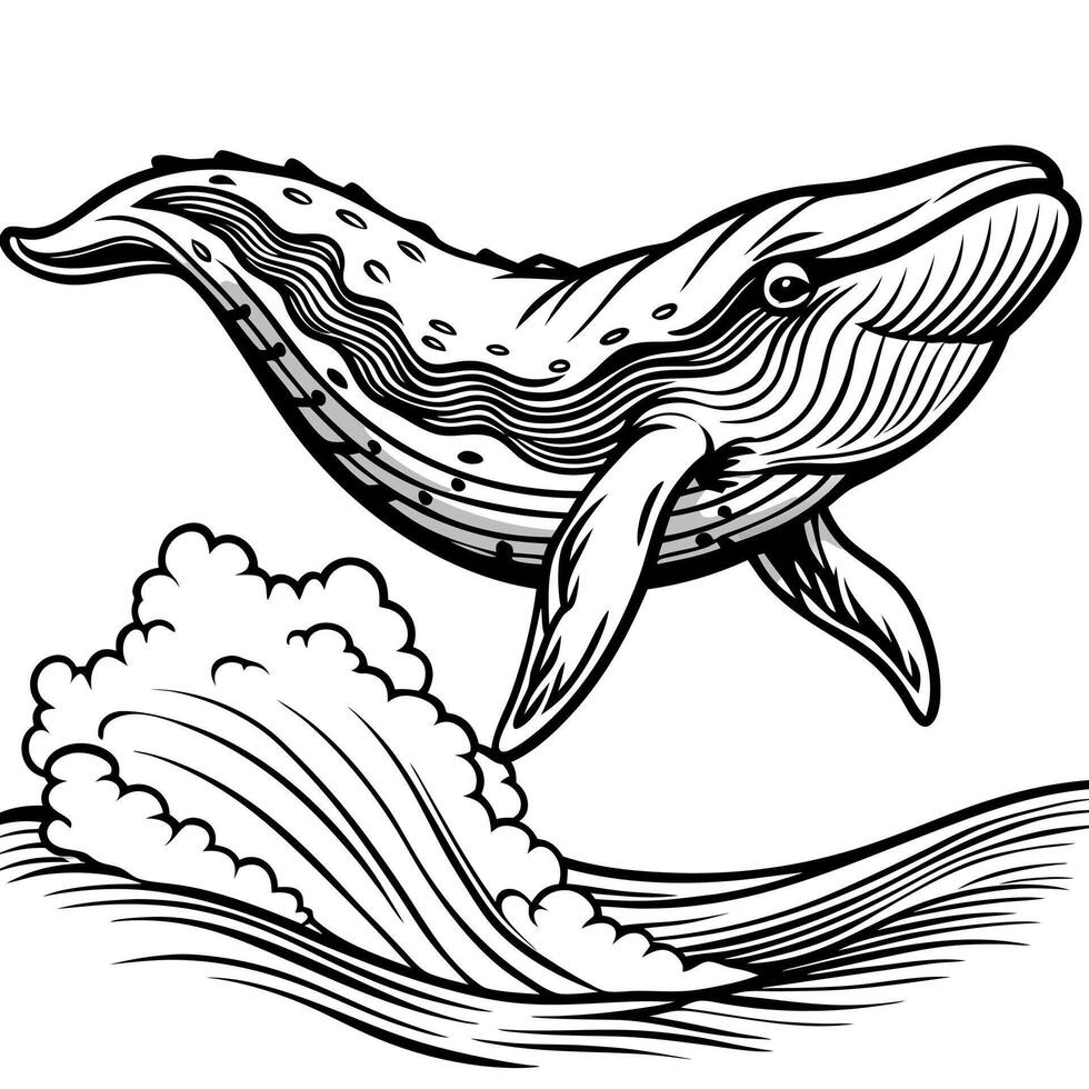 a whale jumping out of the water with waves vector