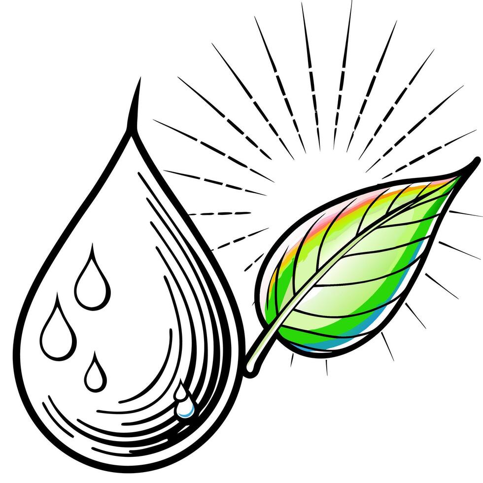 water drop and leaf illustration vector