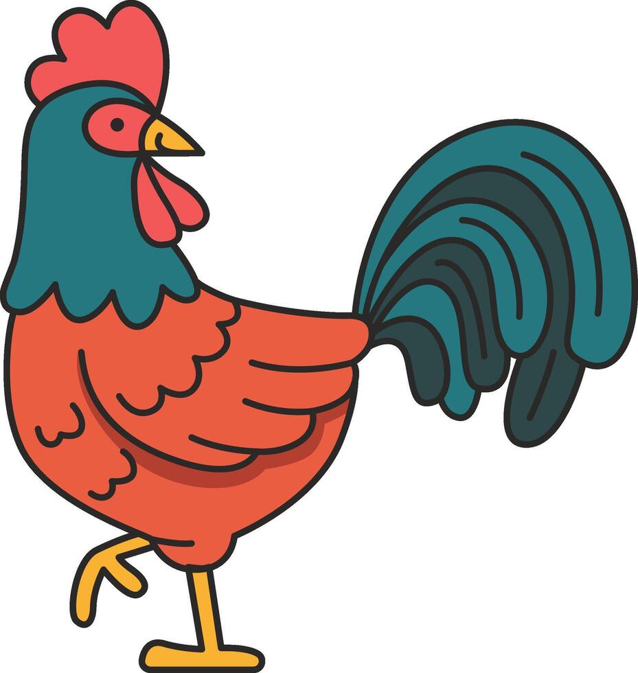 cute rooster illustration vector