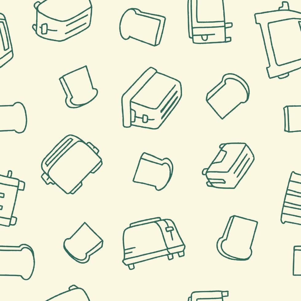 Outline Toaster Bread Food Seamless Pattern illustration Design vector