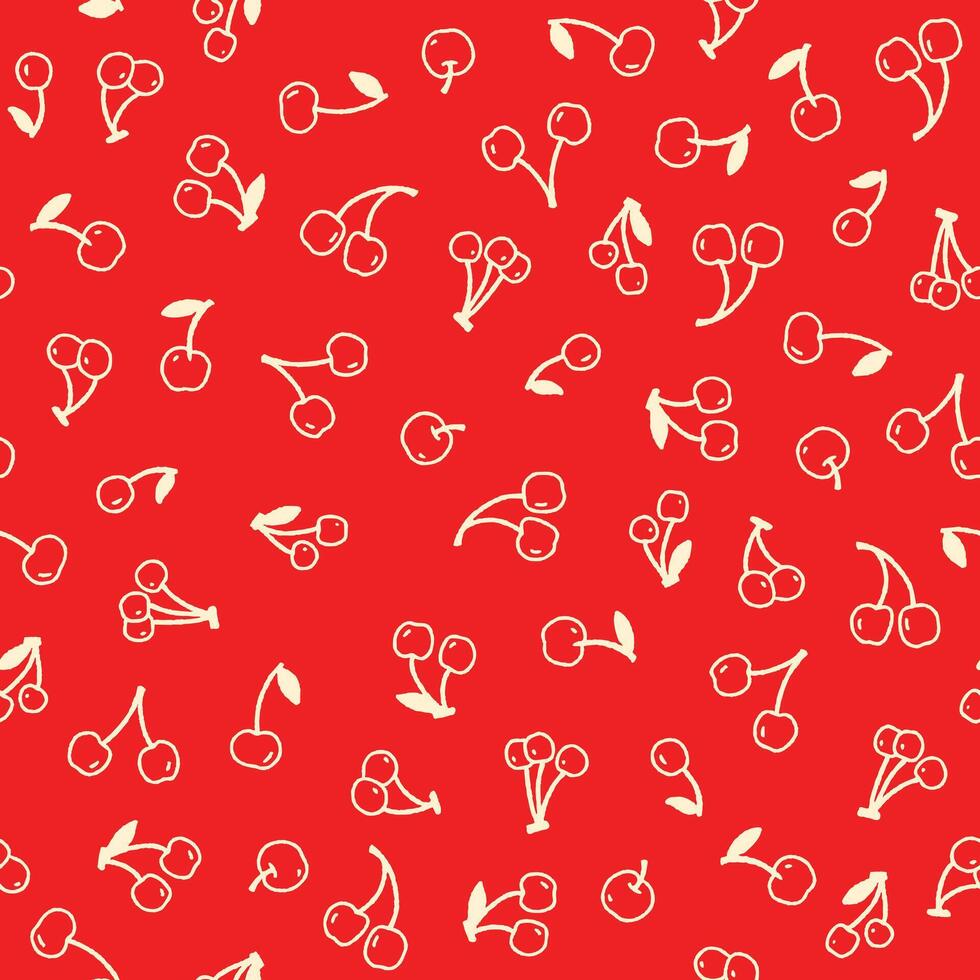 Outline Bunch of Cherry Seamless Pattern illustration Design vector