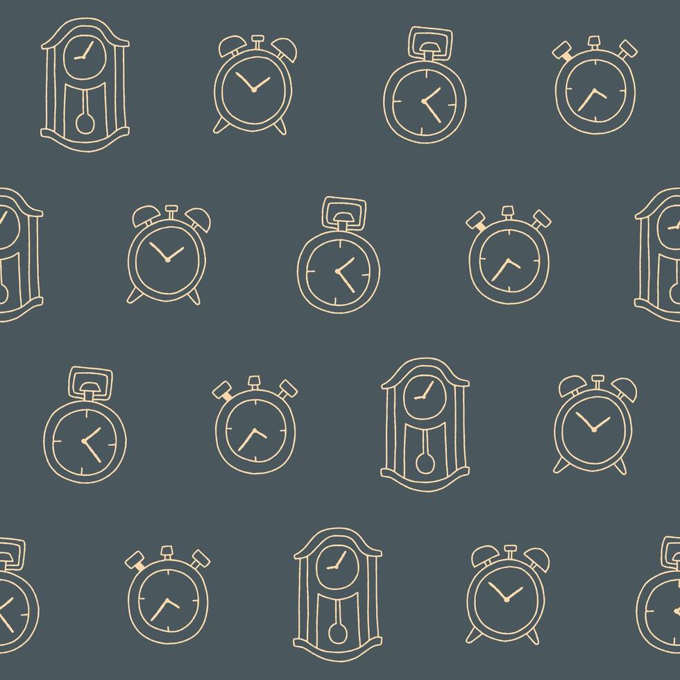 Outline Collection of Clock Seamless Pattern illustration for Print, Wallpaper, Decoration. vector