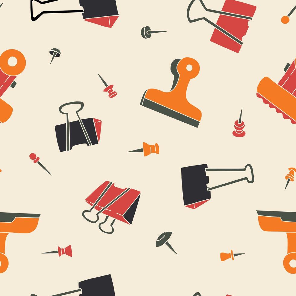 Paperclip Pin Button Seamless Pattern illustration for Print, Wallpaper, Decoration. vector