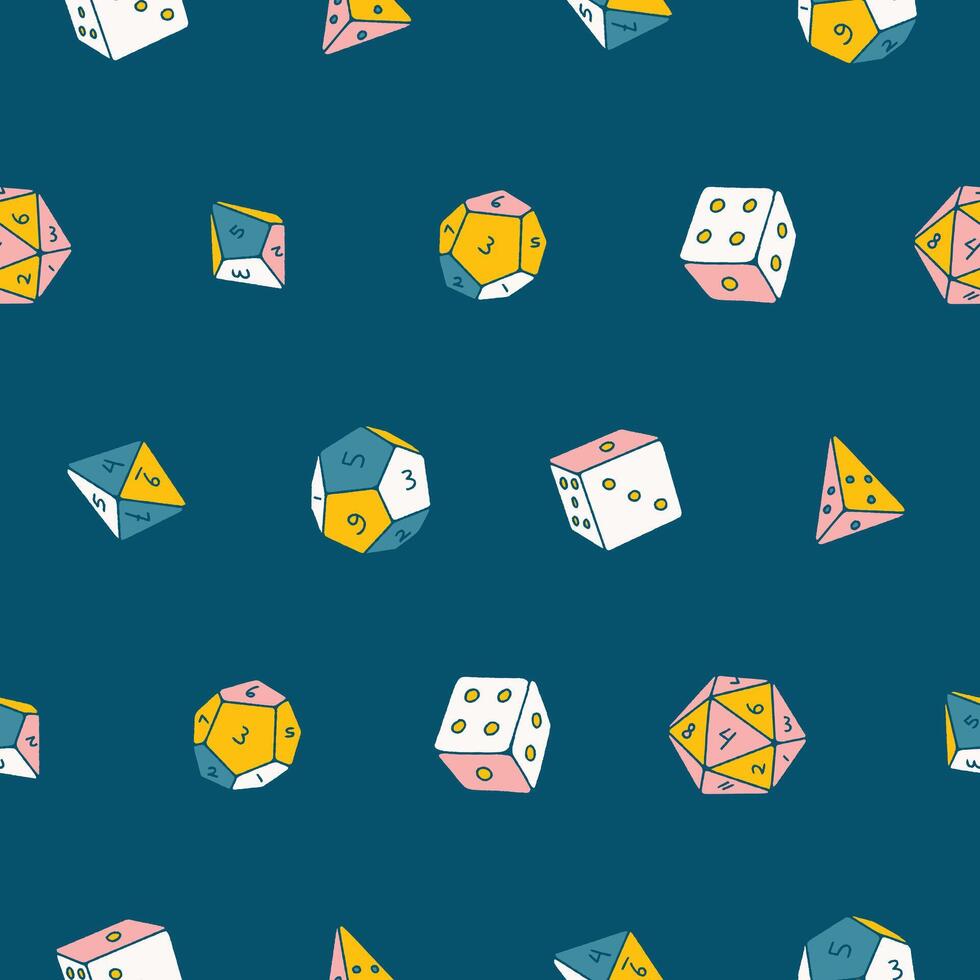 Collection of Dice Seamless Pattern illustration for Print, Wallpaper, Decoration. vector