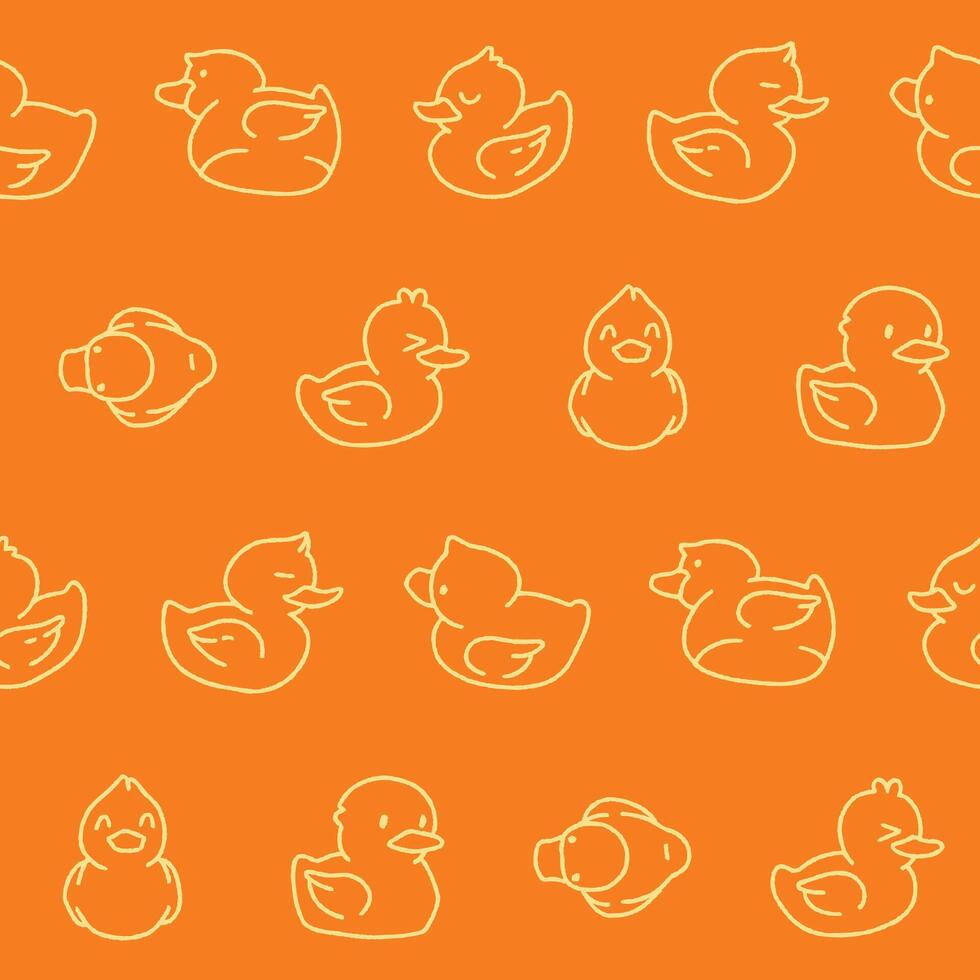 Outline Collection of Rubber Duck Seamless Pattern illustration for Print, Wallpaper, Decoration. vector