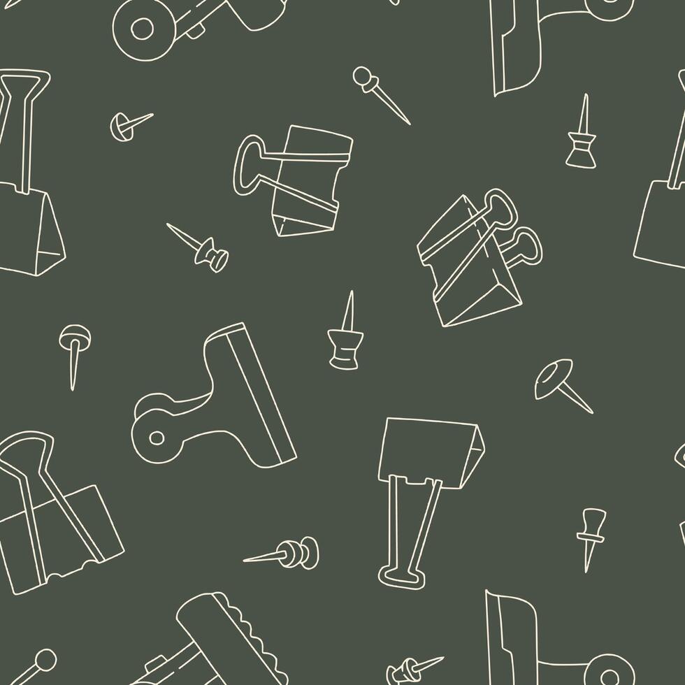 Outline Paperclip Pin Button Seamless Pattern illustration for Print, Wallpaper, Decoration. vector