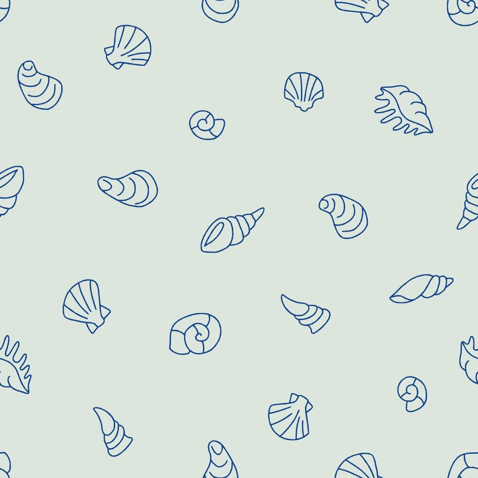 Outline Bunch of Seashell Seamless Pattern illustration Design vector