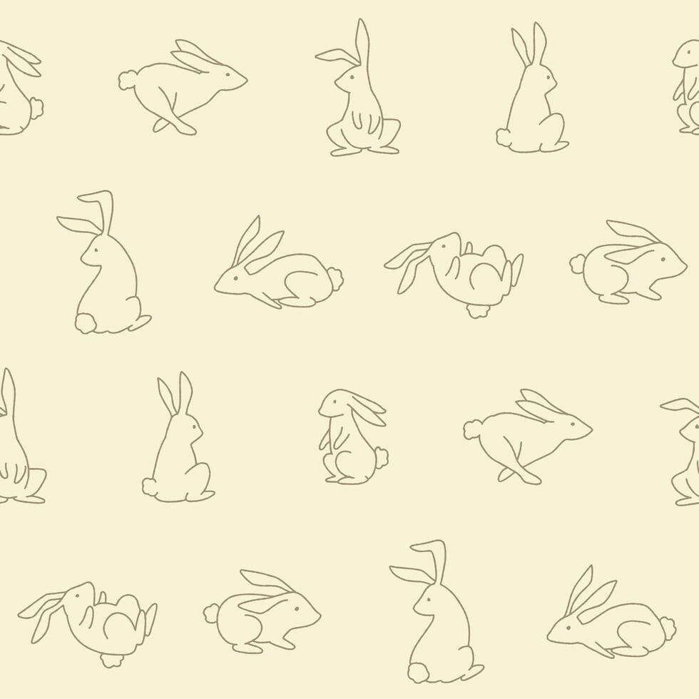 Outline Collection of Rabbit Seamless Pattern illustration Design vector
