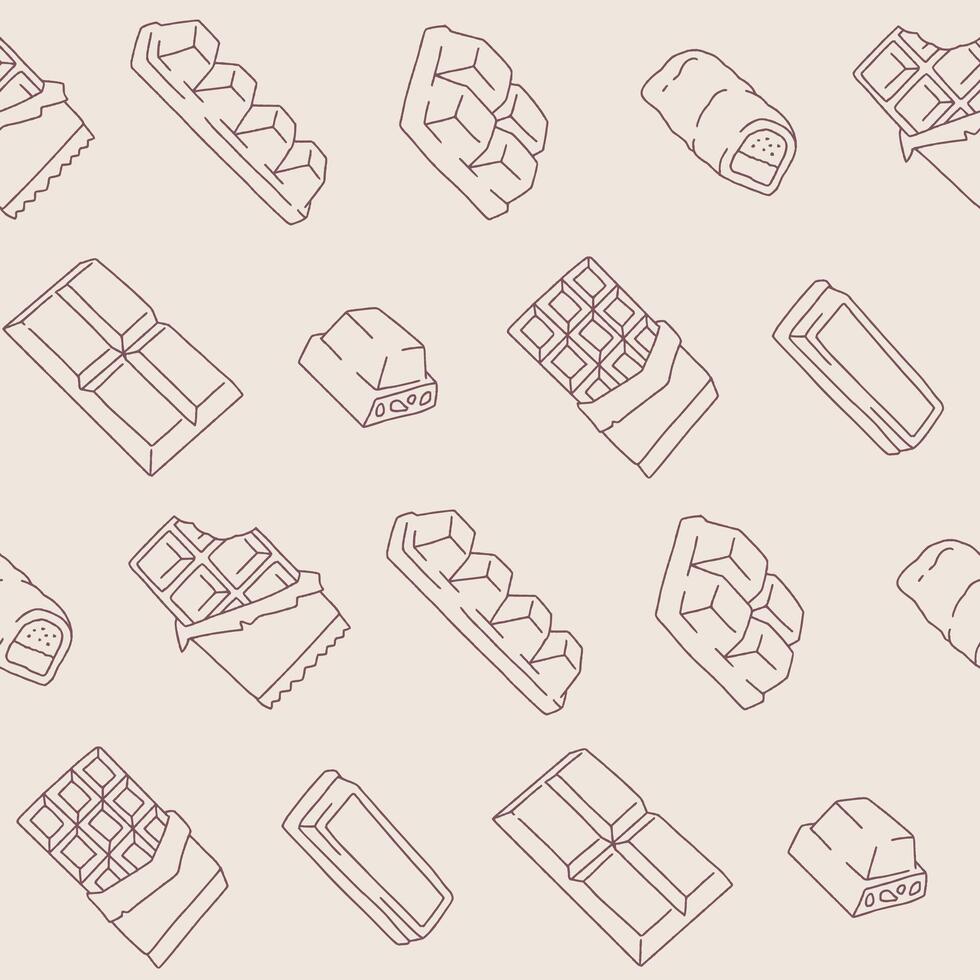 Outline Collection of Chocolate Seamless Pattern illustration Design vector