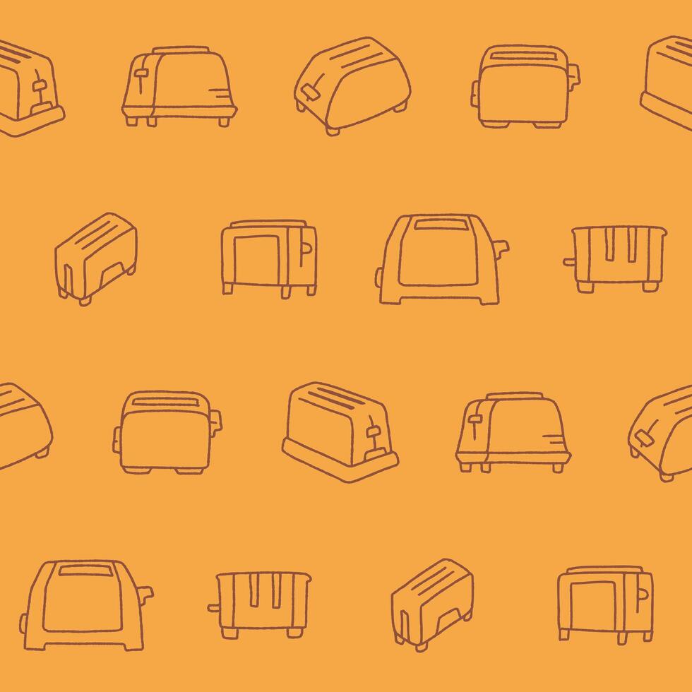 Outline Collection of Toaster Seamless Pattern illustration Design vector