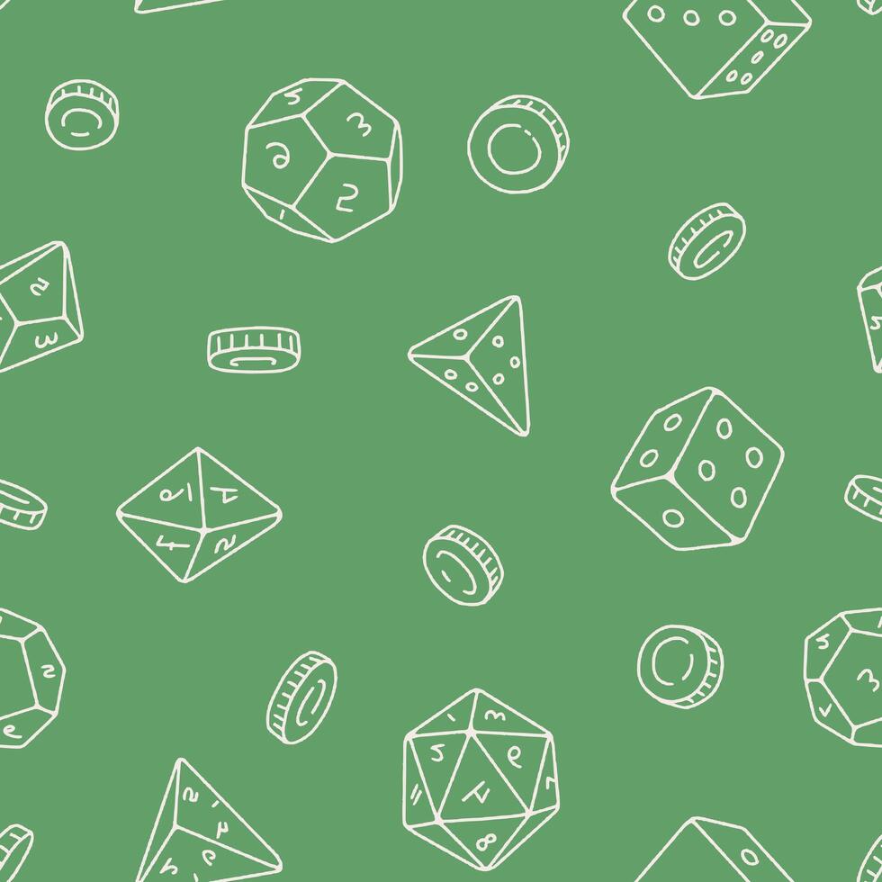 Outline Dice Coin Game Seamless Pattern illustration for Print, Wallpaper, Decoration. vector