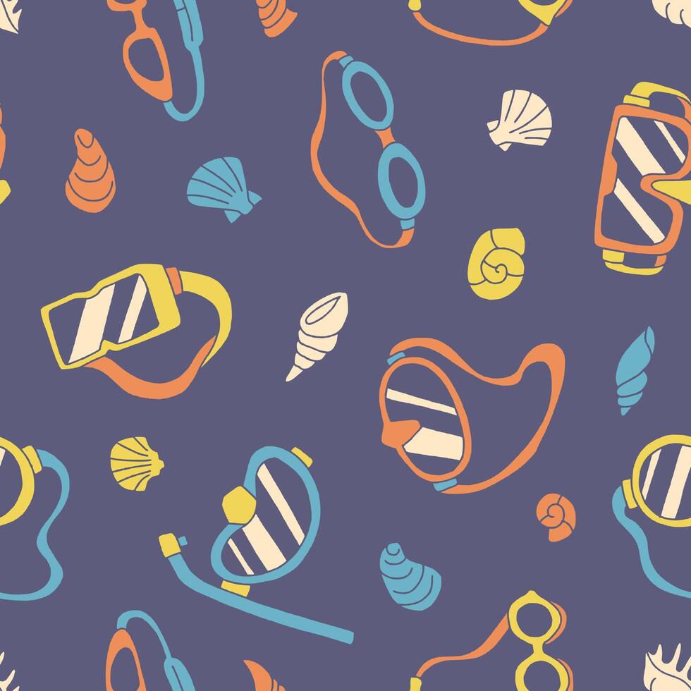 Goggles Sea Shell Seamless Pattern illustration Design vector