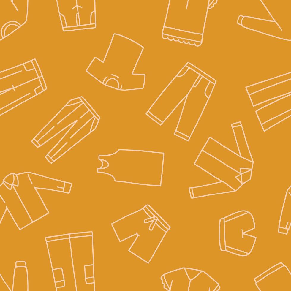 Outline Shirt Clothes Pants Seamless Pattern illustration Design vector