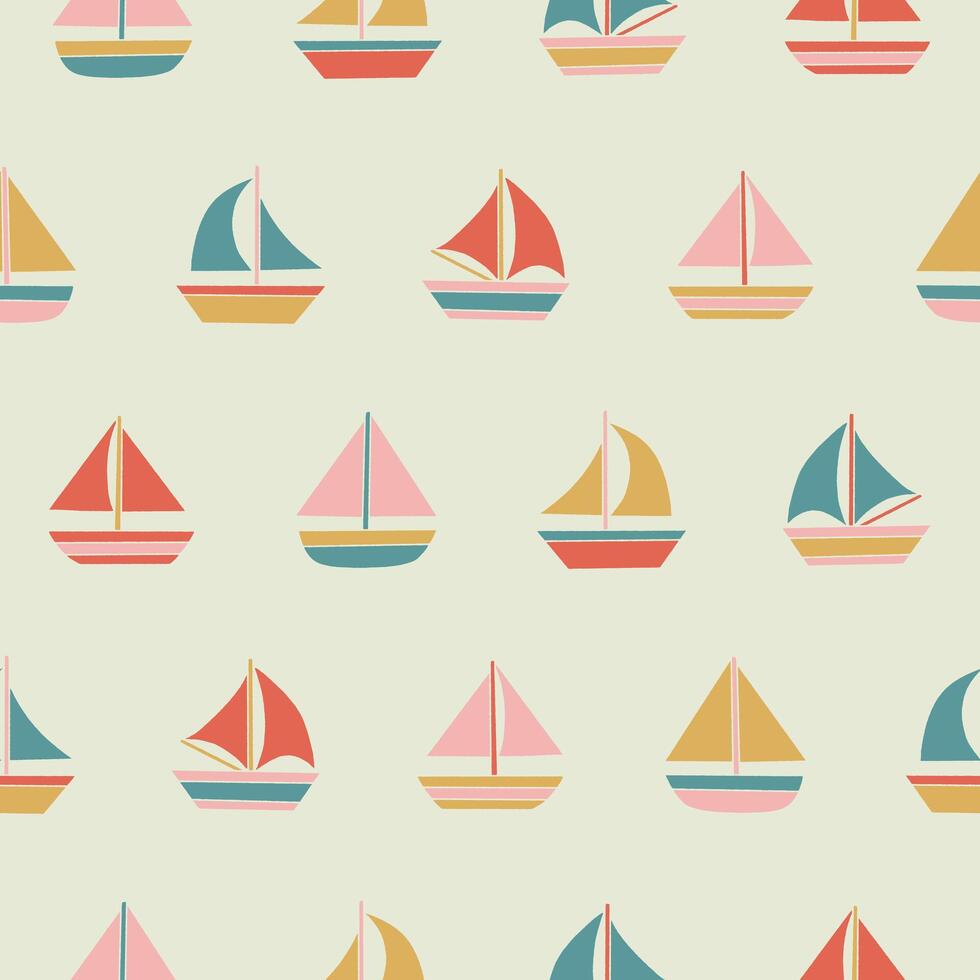 Collection of Sailboat Seamless Pattern illustration Design vector