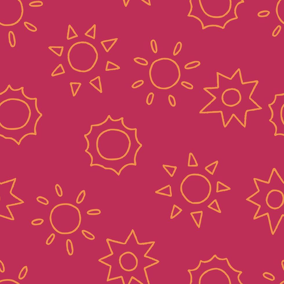 Outline Bunch of Sun Seamless Pattern illustration Design vector