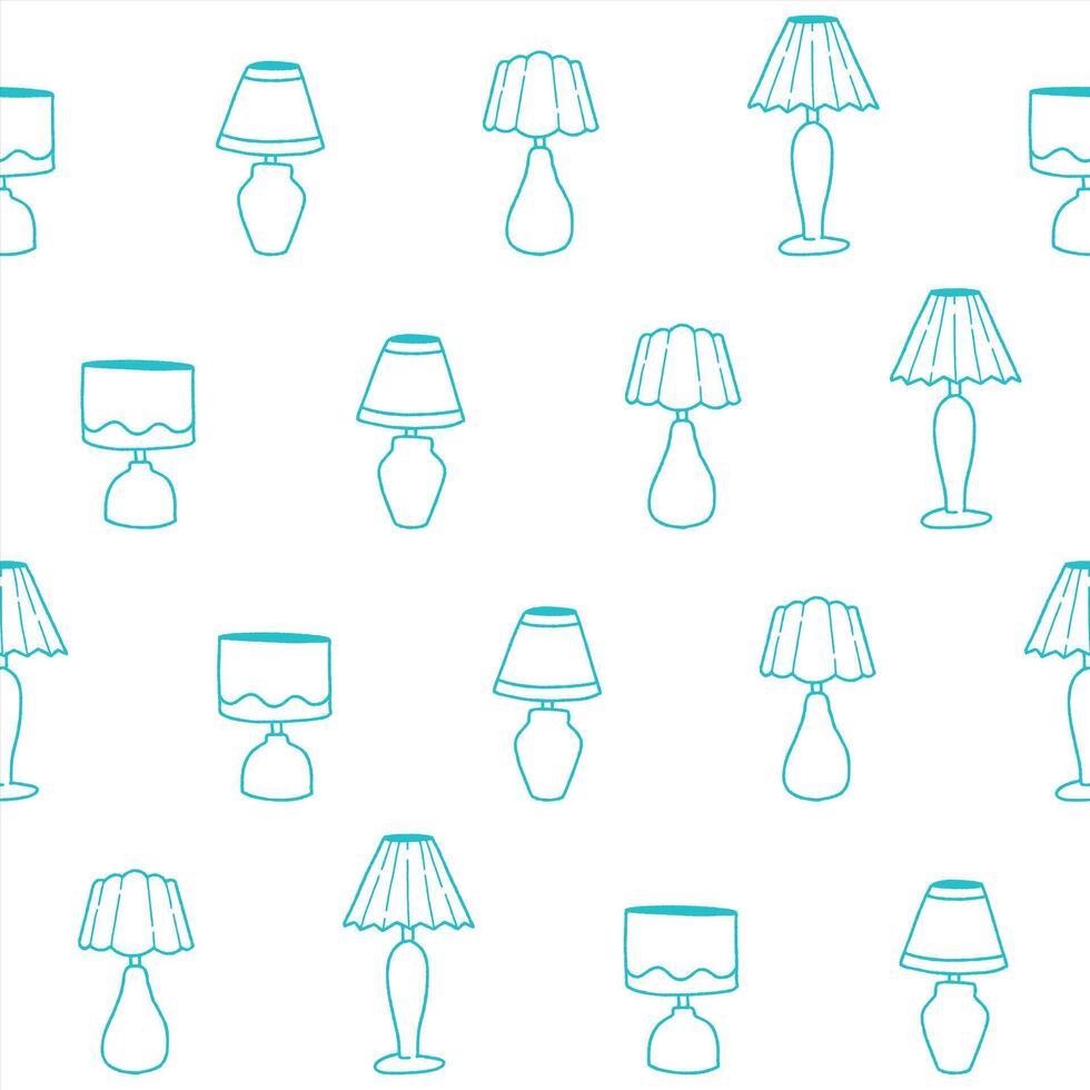 Outline Collection of Lampshade Seamless Pattern illustration Design vector