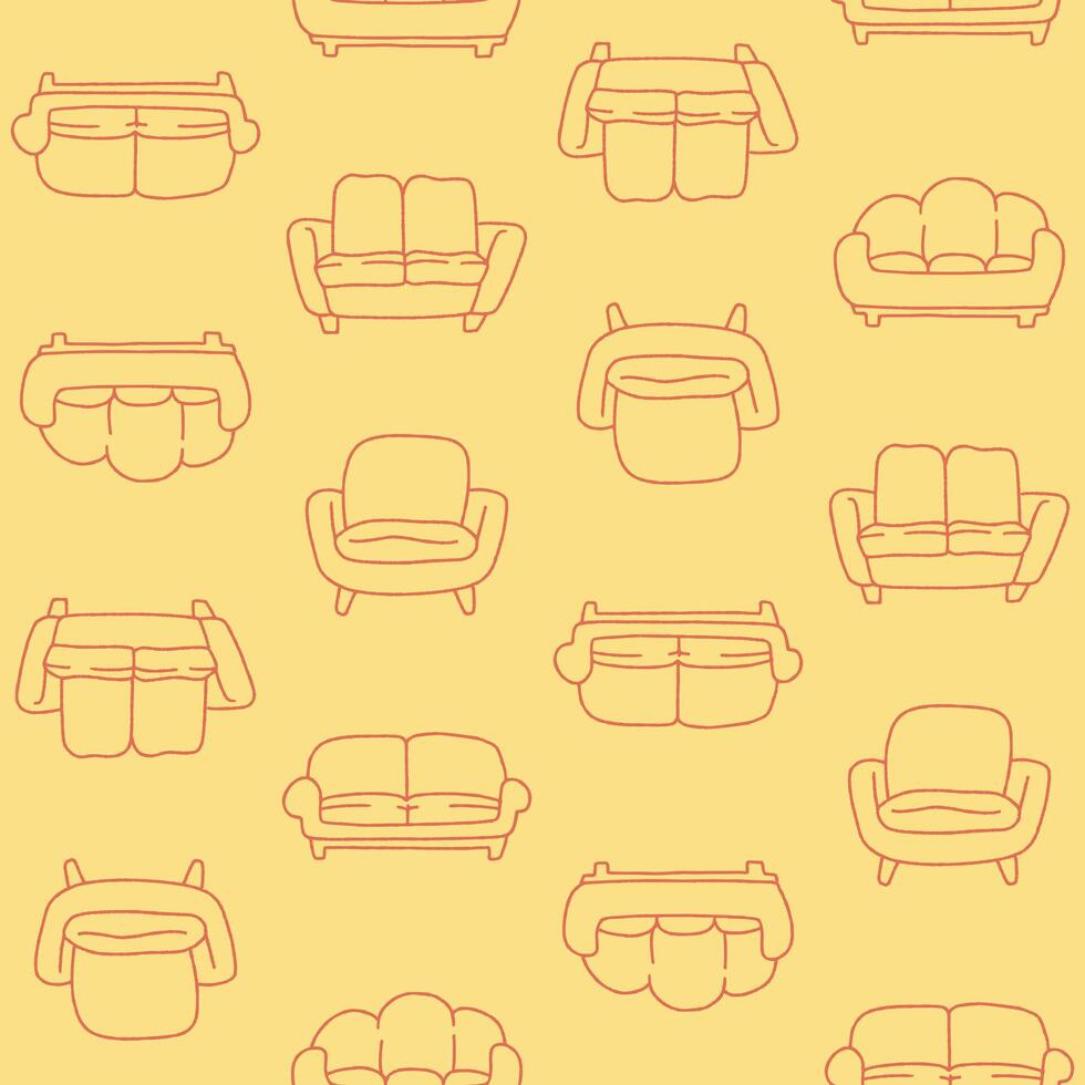 Outline Collection of Couch Seamless Pattern illustration for Print, Wallpaper, Decoration. vector