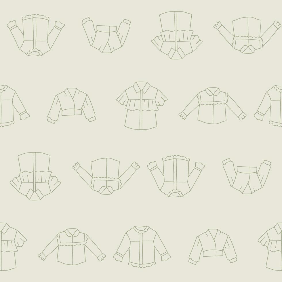 Outline Collection of Blouse Seamless Pattern illustration for Print, Wallpaper, Decoration. vector