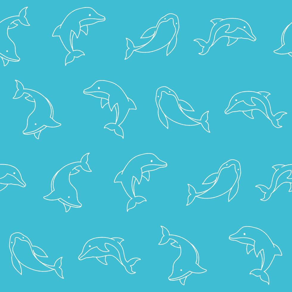 Outline Collection of Dolphin Seamless Pattern illustration Design vector