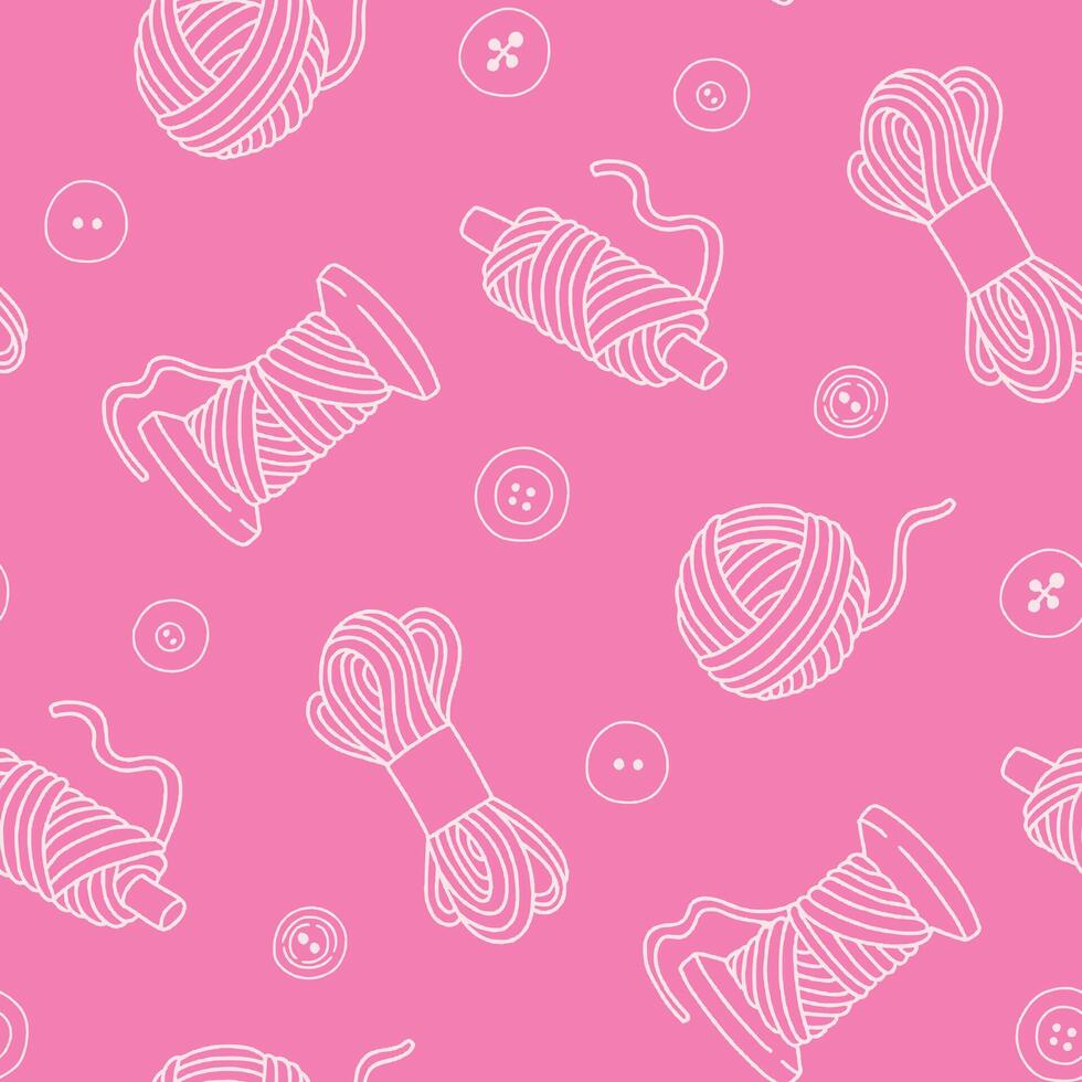 Outline Buttons Threads Yarn Seamless Pattern illustration Design vector
