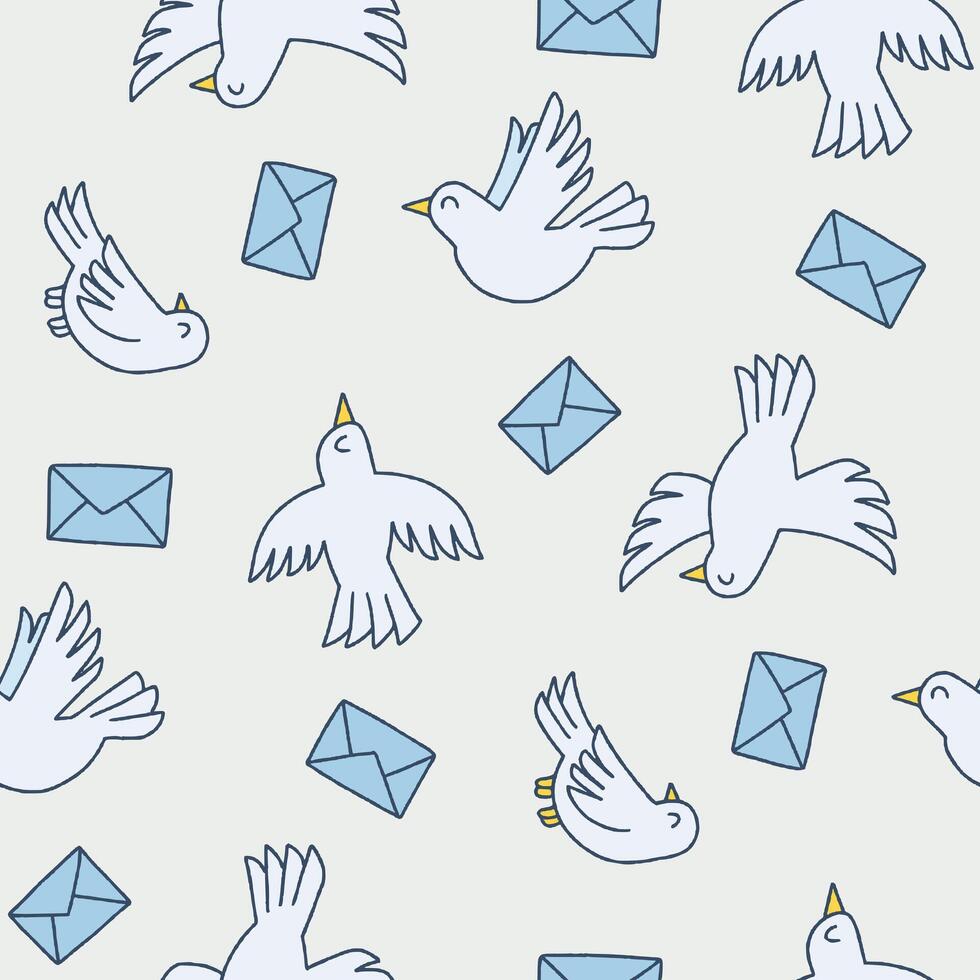 Bird Dove Mail Seamless Pattern illustration Design vector