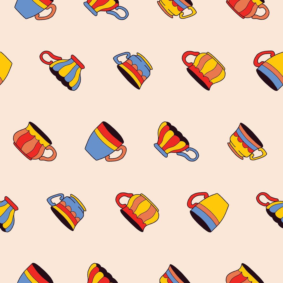 Collection of Tea Cup Seamless Pattern illustration for Print, Wallpaper, Decoration. vector
