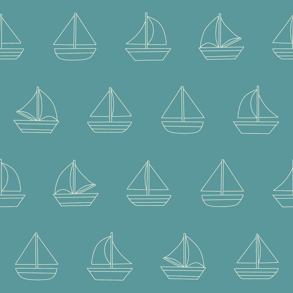 Outline Collection of Sailboat Seamless Pattern illustration Design vector