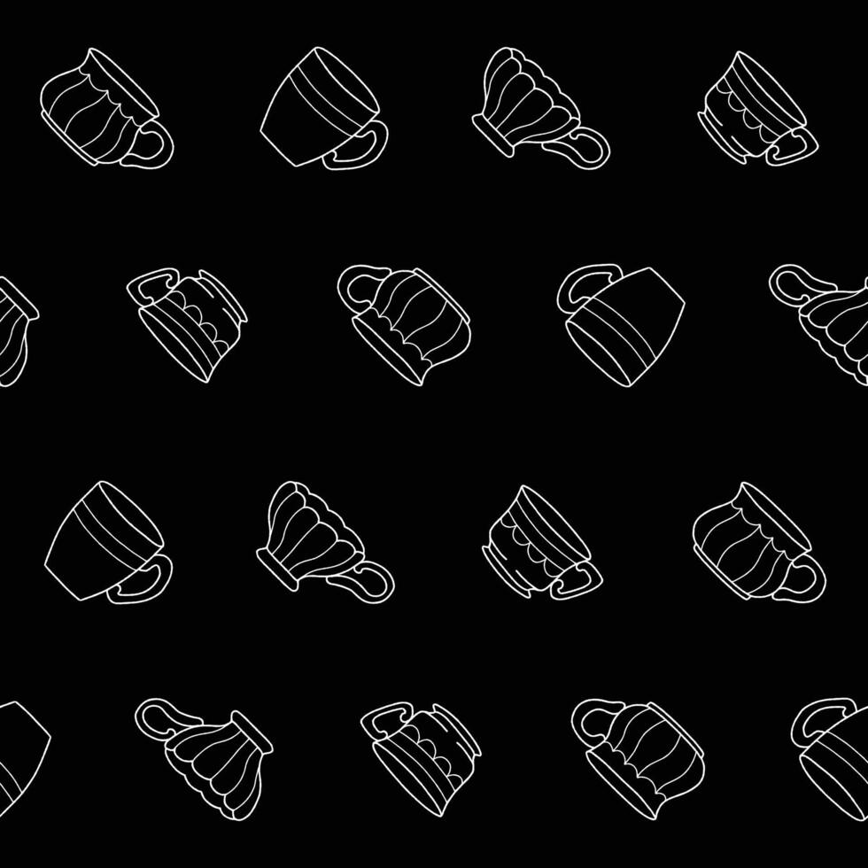 Outline Collection of Tea Cup Seamless Pattern illustration for Print, Wallpaper, Decoration. vector