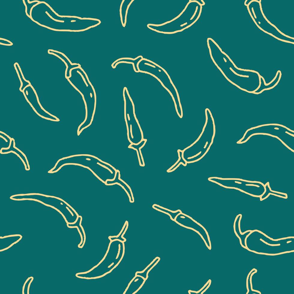 Outline Bunch of Chilli Seamless Pattern illustration Design vector