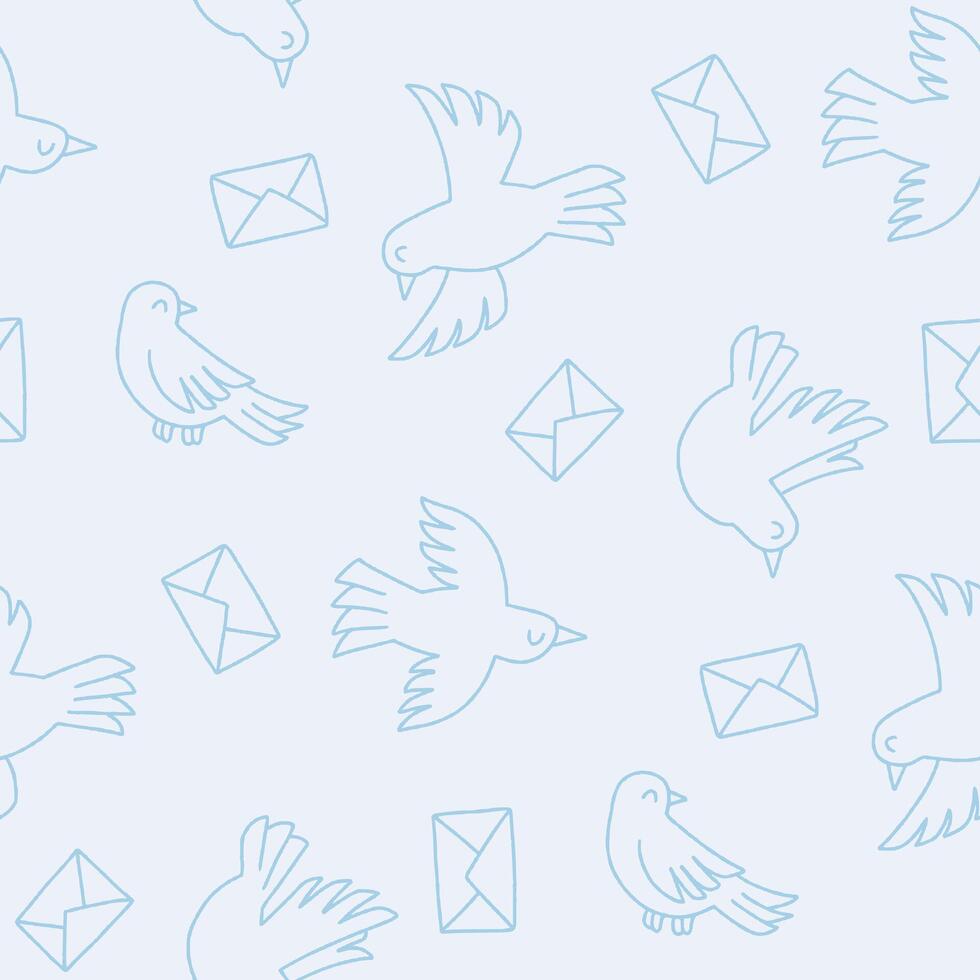 Outline Bird Dove Mail Seamless Pattern illustration Design vector