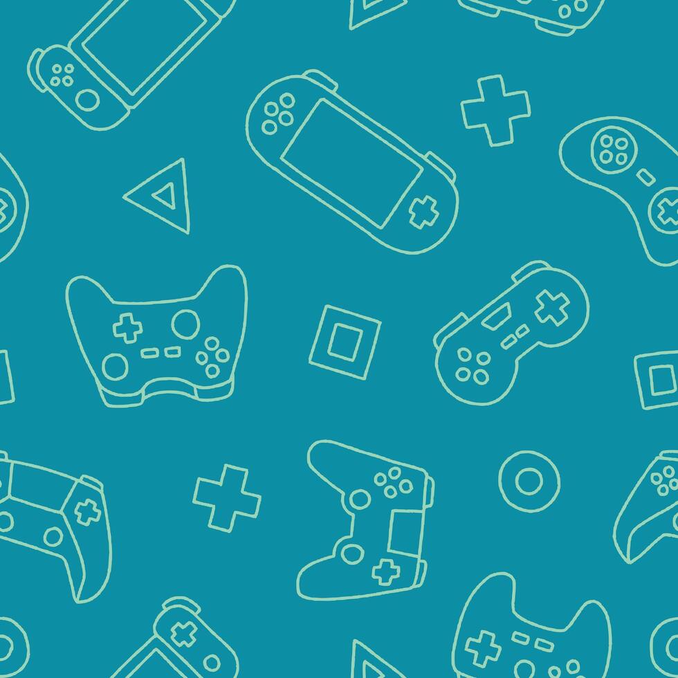 Outline Game Controller Gamepad Seamless Pattern illustration Design vector