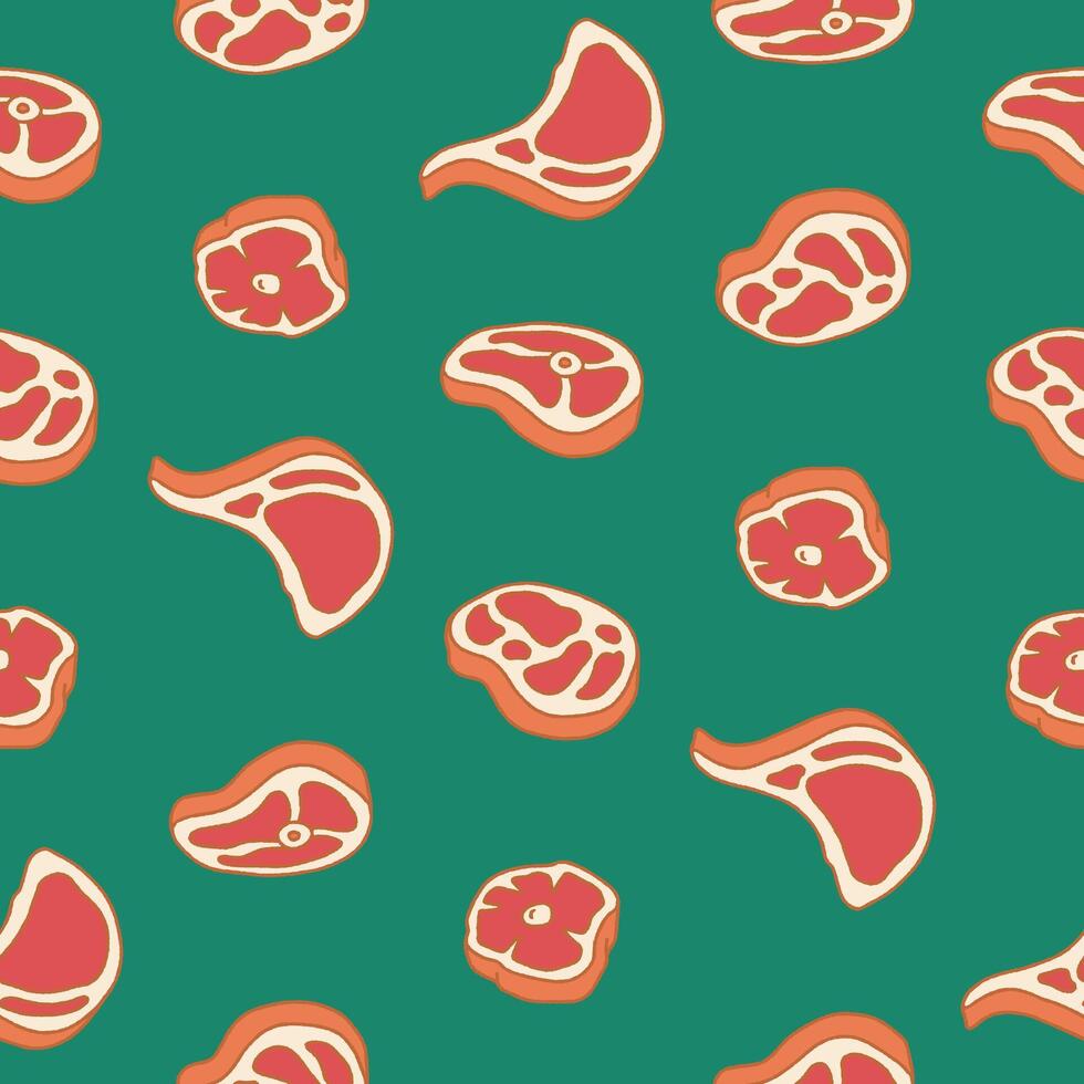 Collection of Beef Seamless Pattern illustration for Print, Wallpaper, Decoration. vector
