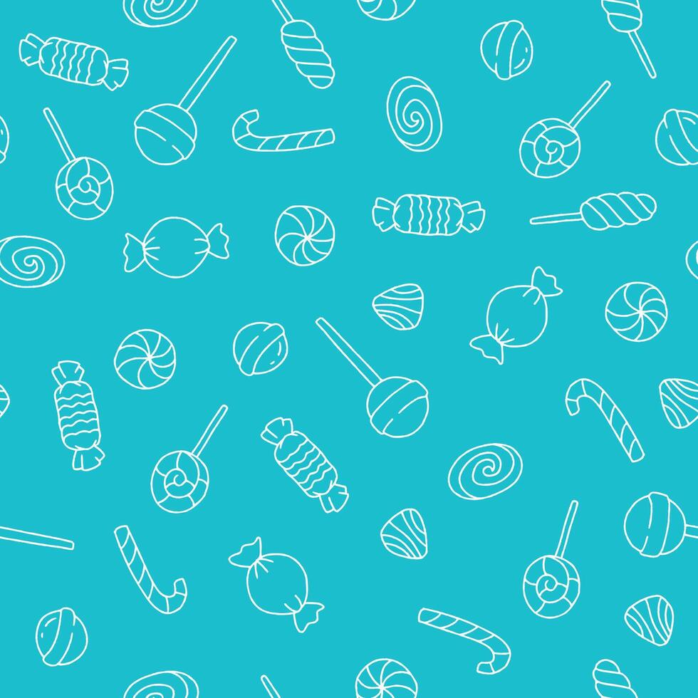 Outline Bunch of Candy Seamless Pattern illustration Design vector