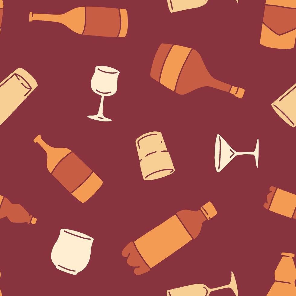 Bottle and cup Seamless Pattern illustration Design vector