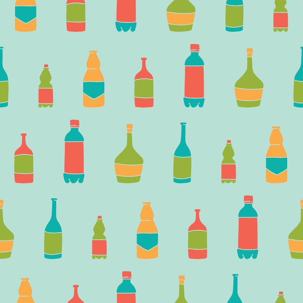 Collection of Bottle Seamless Pattern illustration Design vector