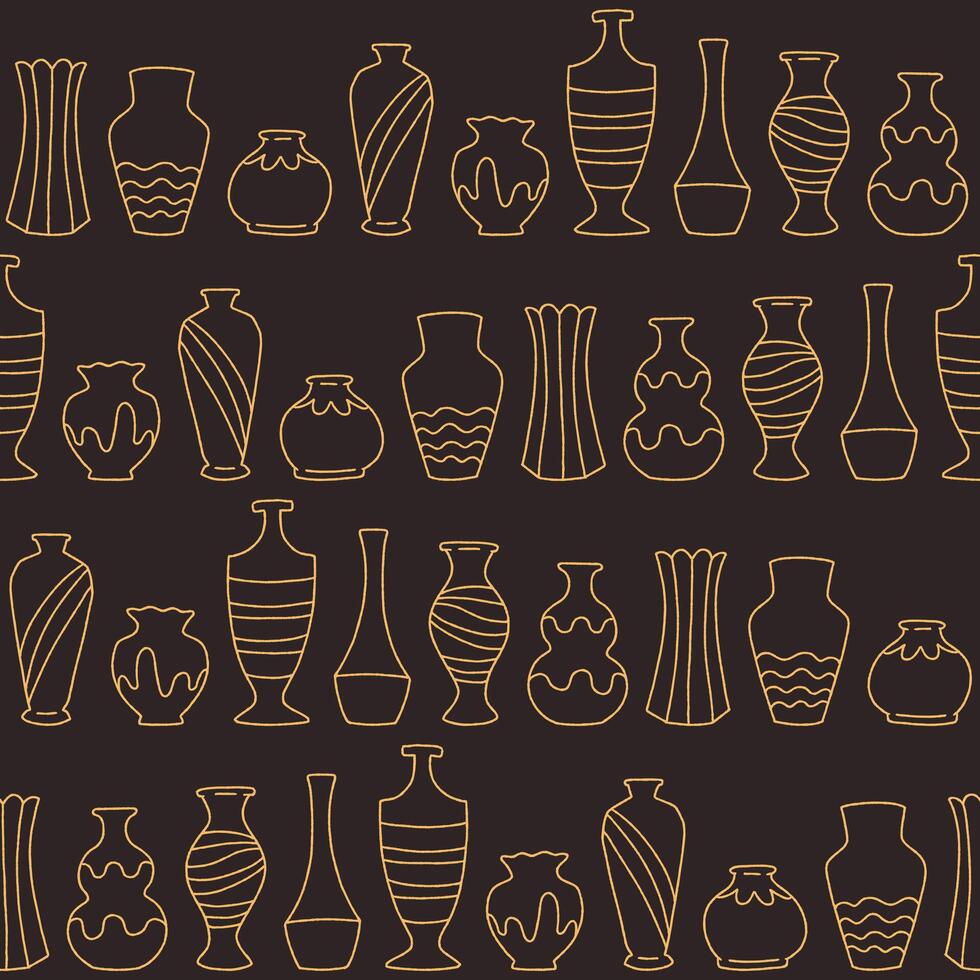 Outline Collection of Vases Seamless Pattern illustration for Print, Wallpaper, Decoration. vector