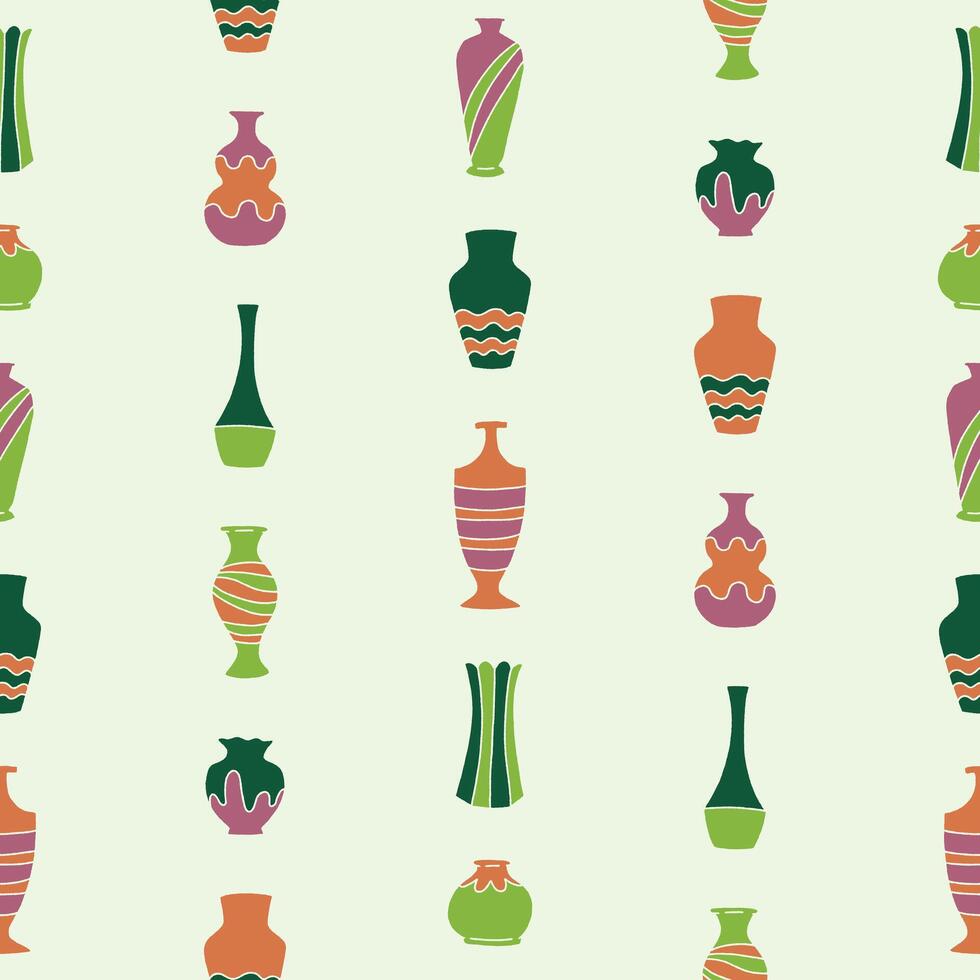 Vases Seamless Pattern illustration for Print, Wallpaper, Decoration. vector