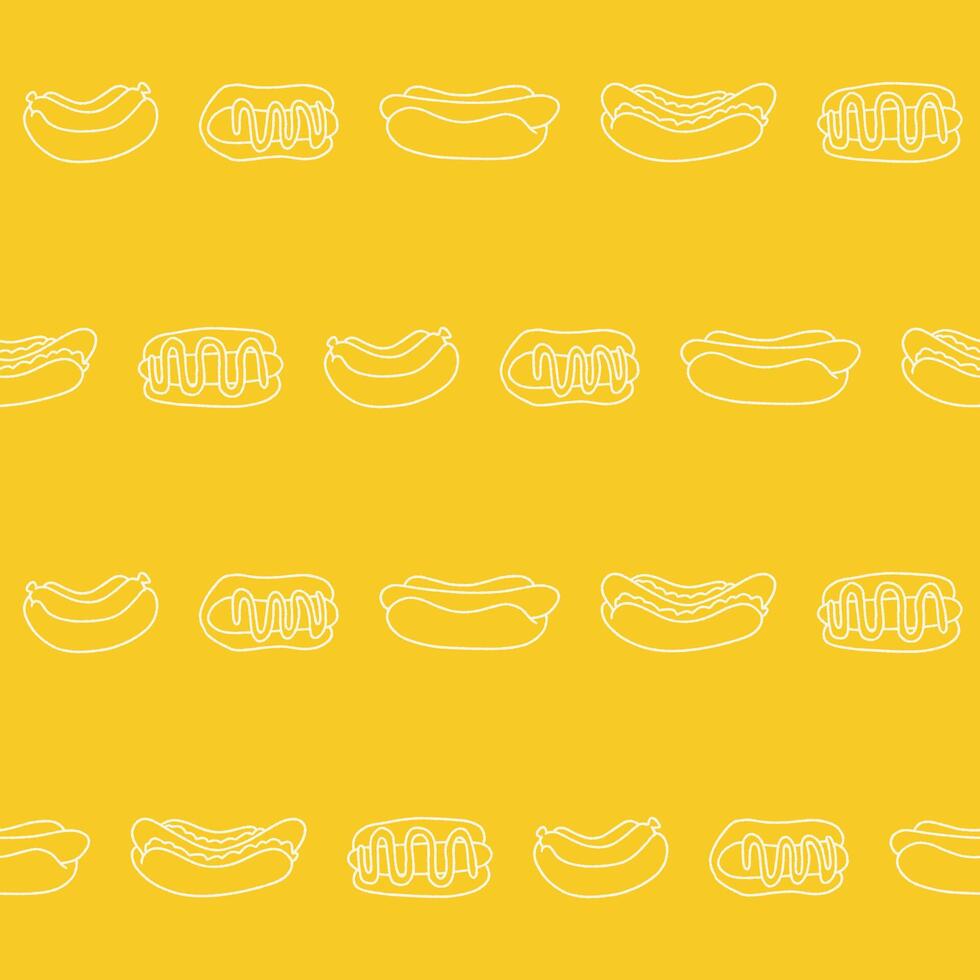 Outline Bunch of Hotdog Seamless Pattern illustration Design vector