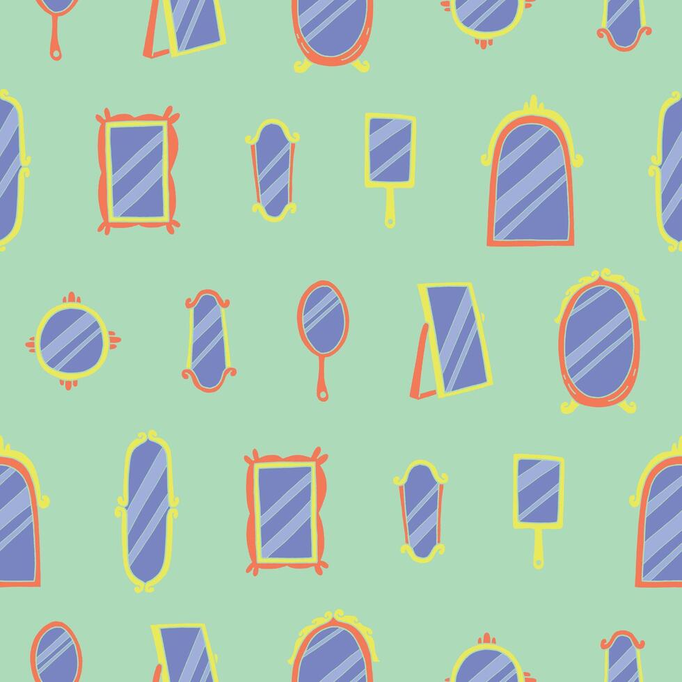 Collection Decorative Frames Mirror Seamless Pattern illustration Design vector