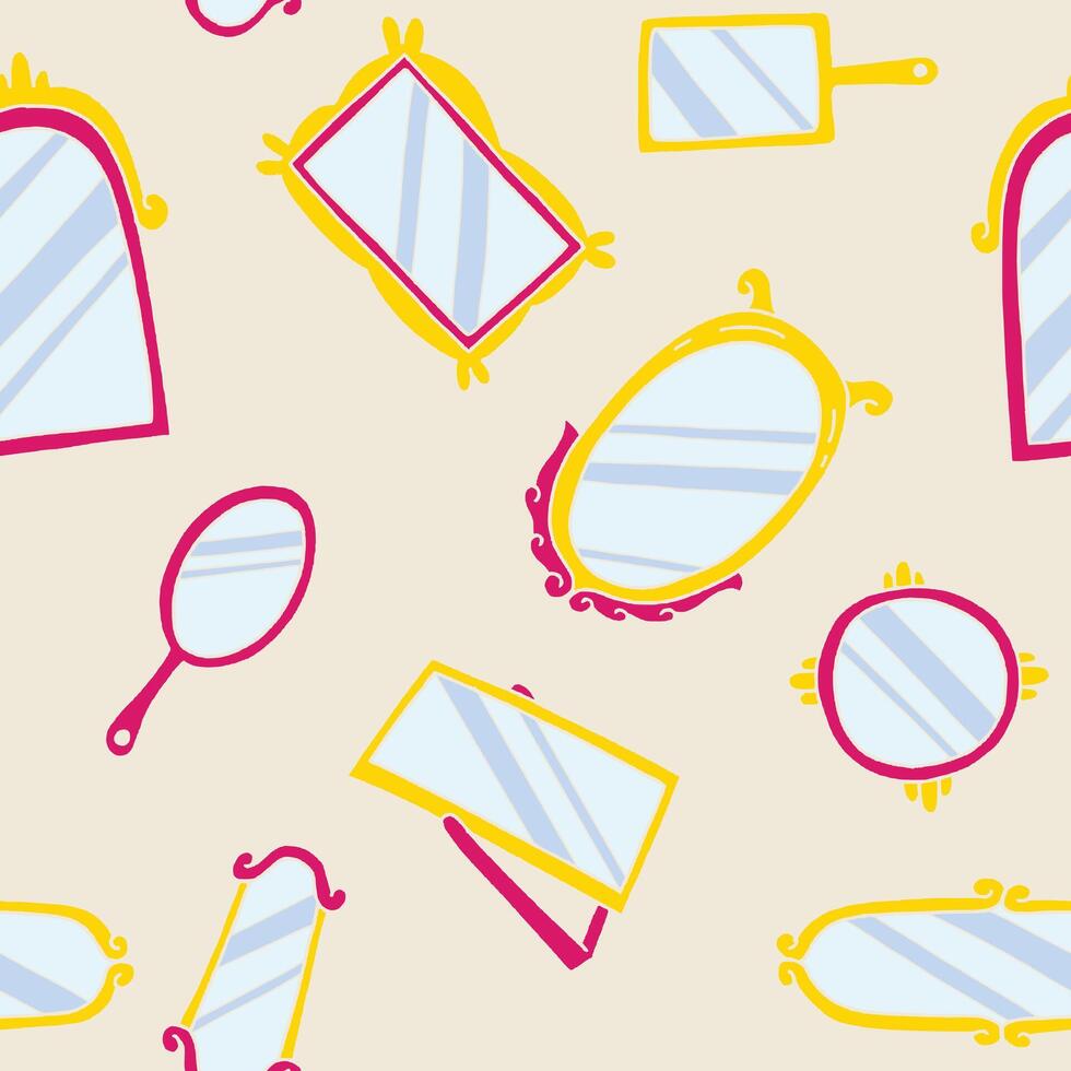 Decorative Frames Mirror Seamless Pattern illustration Design vector