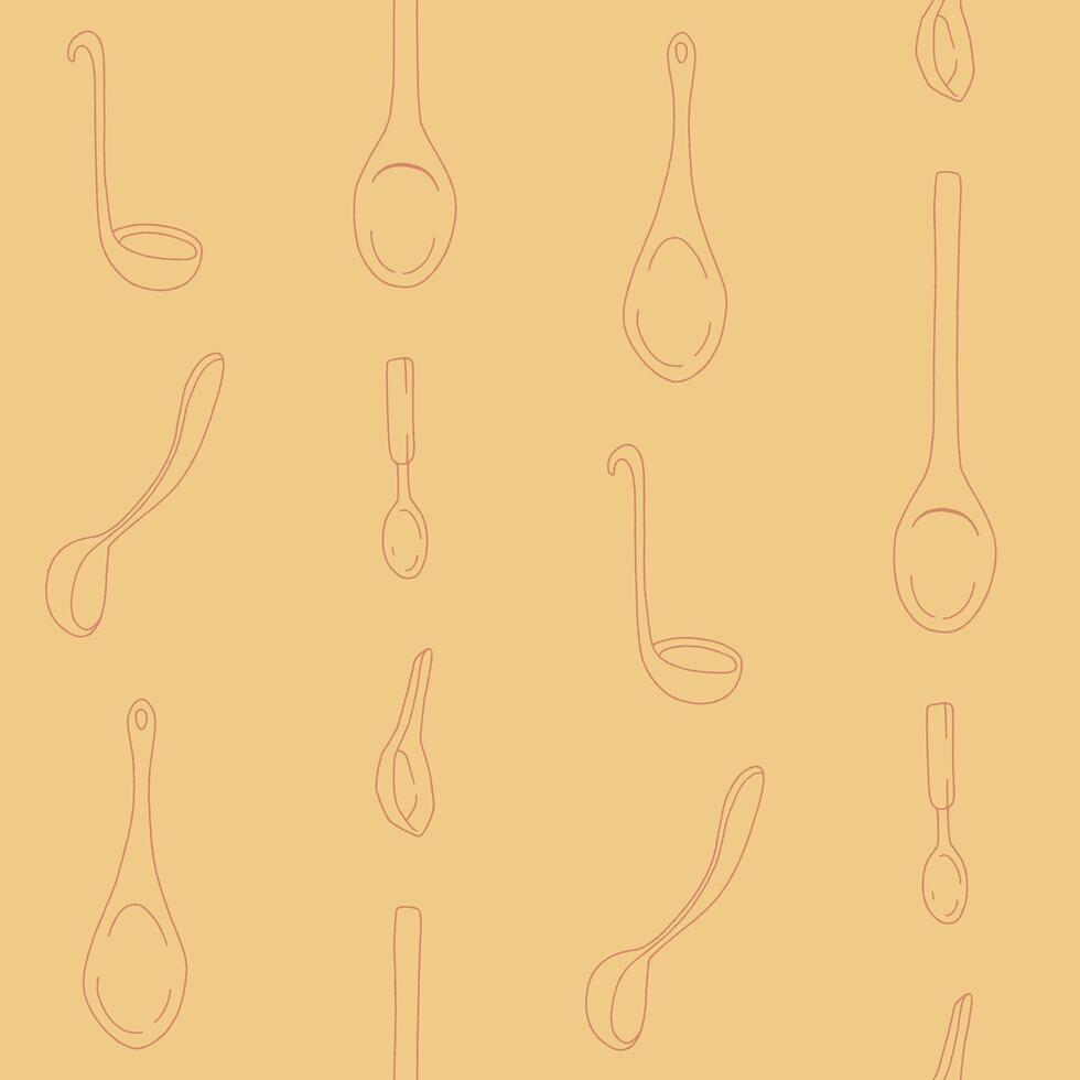 Outline Collection of Spoon Seamless Pattern illustration Design vector