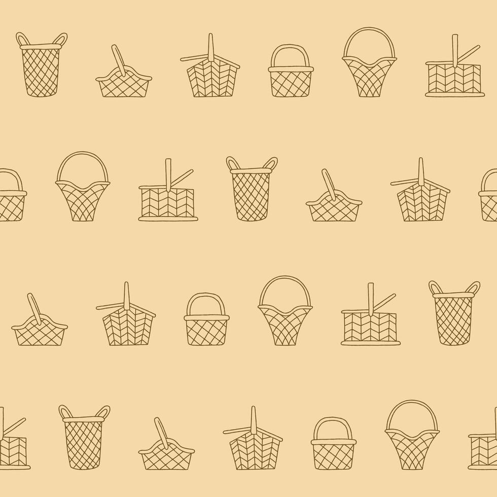 Outline Collection of Basket Seamless Pattern illustration for Print, Wallpaper, Decoration. vector