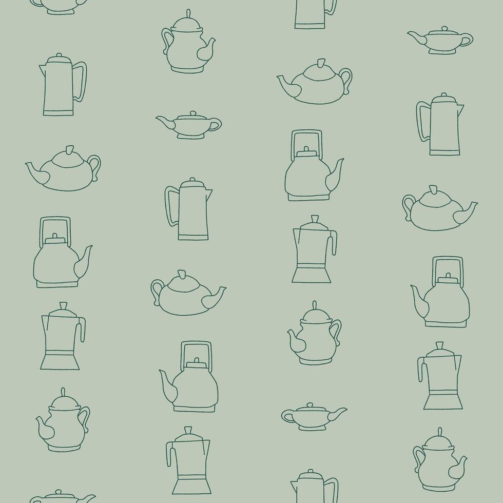Outline Collection of Kettle Animal Seamless Pattern illustration for Print, Wallpaper, Decoration. vector