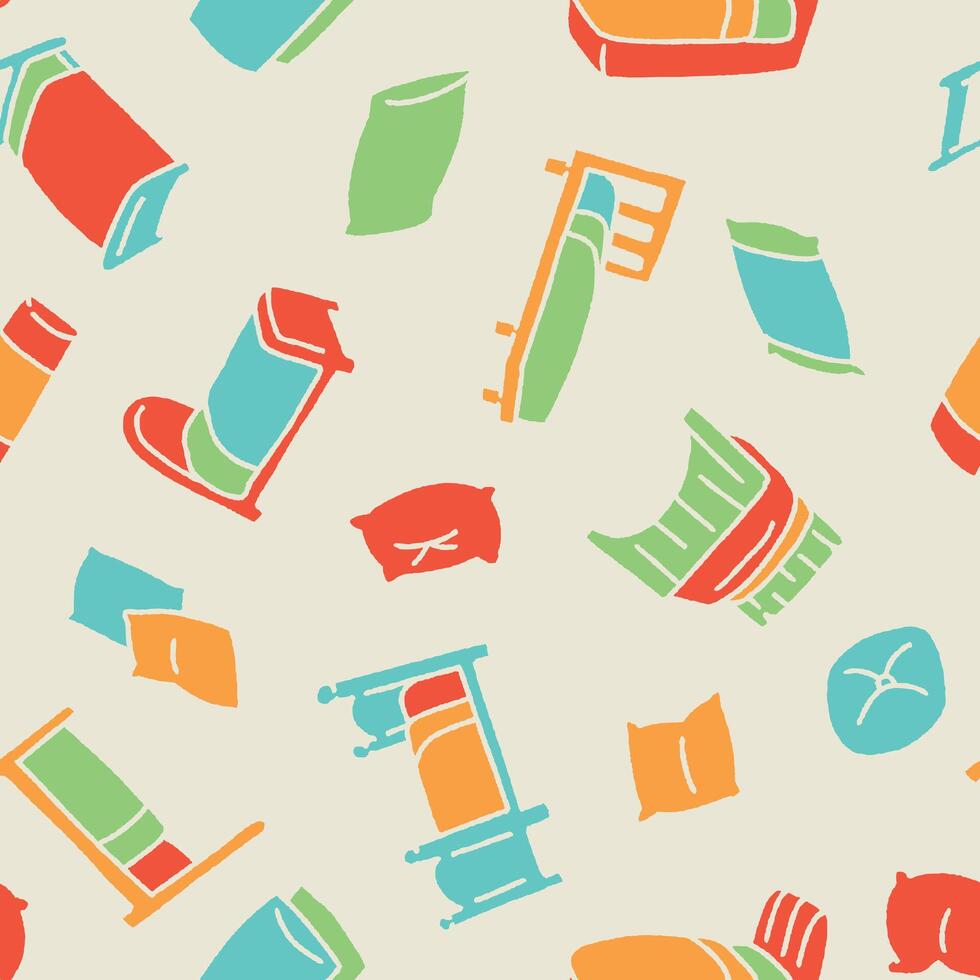 Bed Pillow Sleep Seamless Pattern illustration for Print, Wallpaper, Decoration. vector