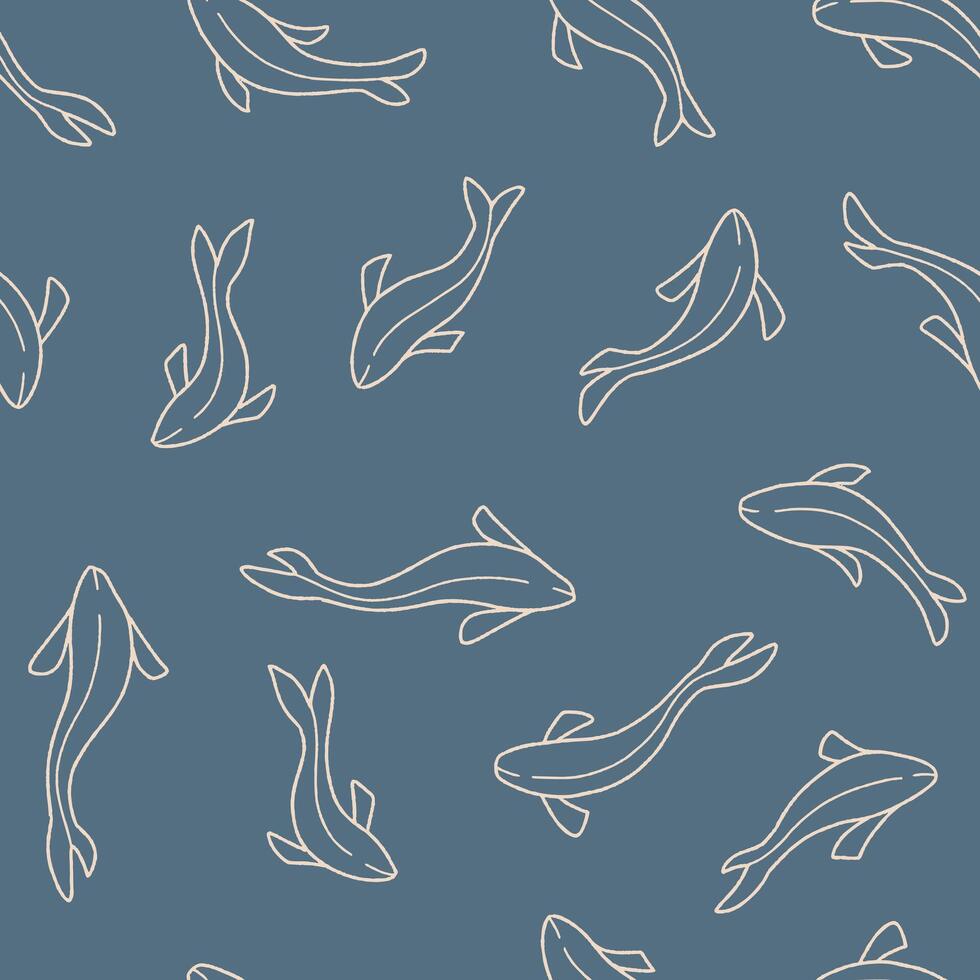 Outline Collection of Fish Seamless Pattern illustration for Print, Wallpaper, Decoration. vector