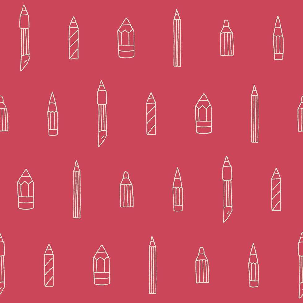 Outline Collection Cartoon Pencil Seamless Pattern illustration Design vector