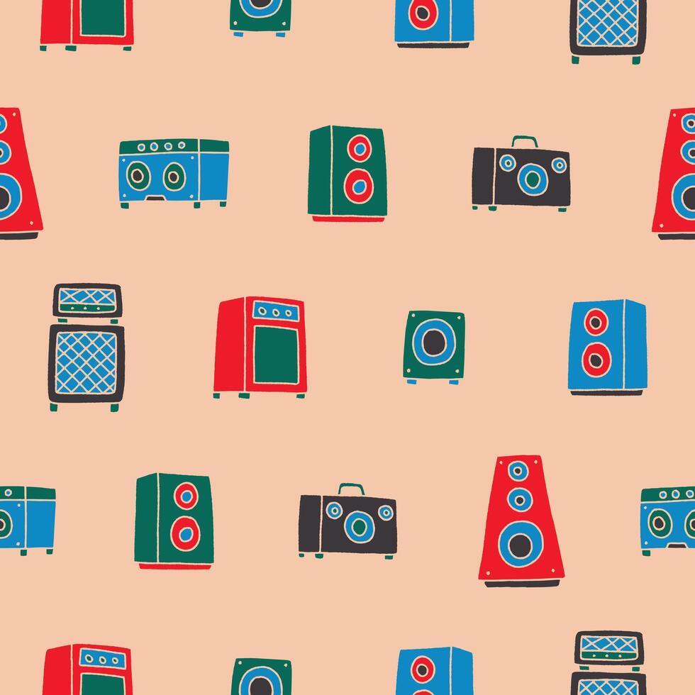 Collection of Speaker Seamless Pattern illustration for Print, Wallpaper, Decoration. vector