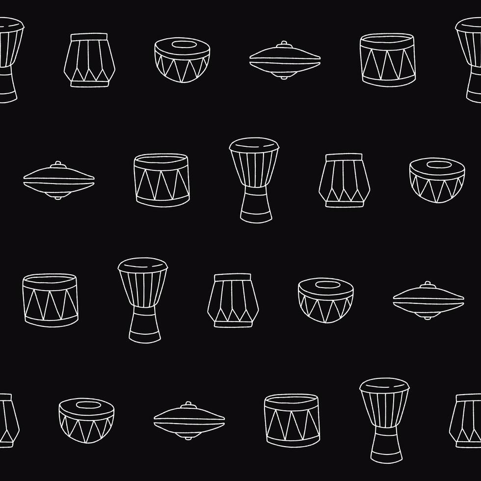 Outline Collection of Drum Seamless Pattern illustration for Print, Wallpaper, Decoration. vector
